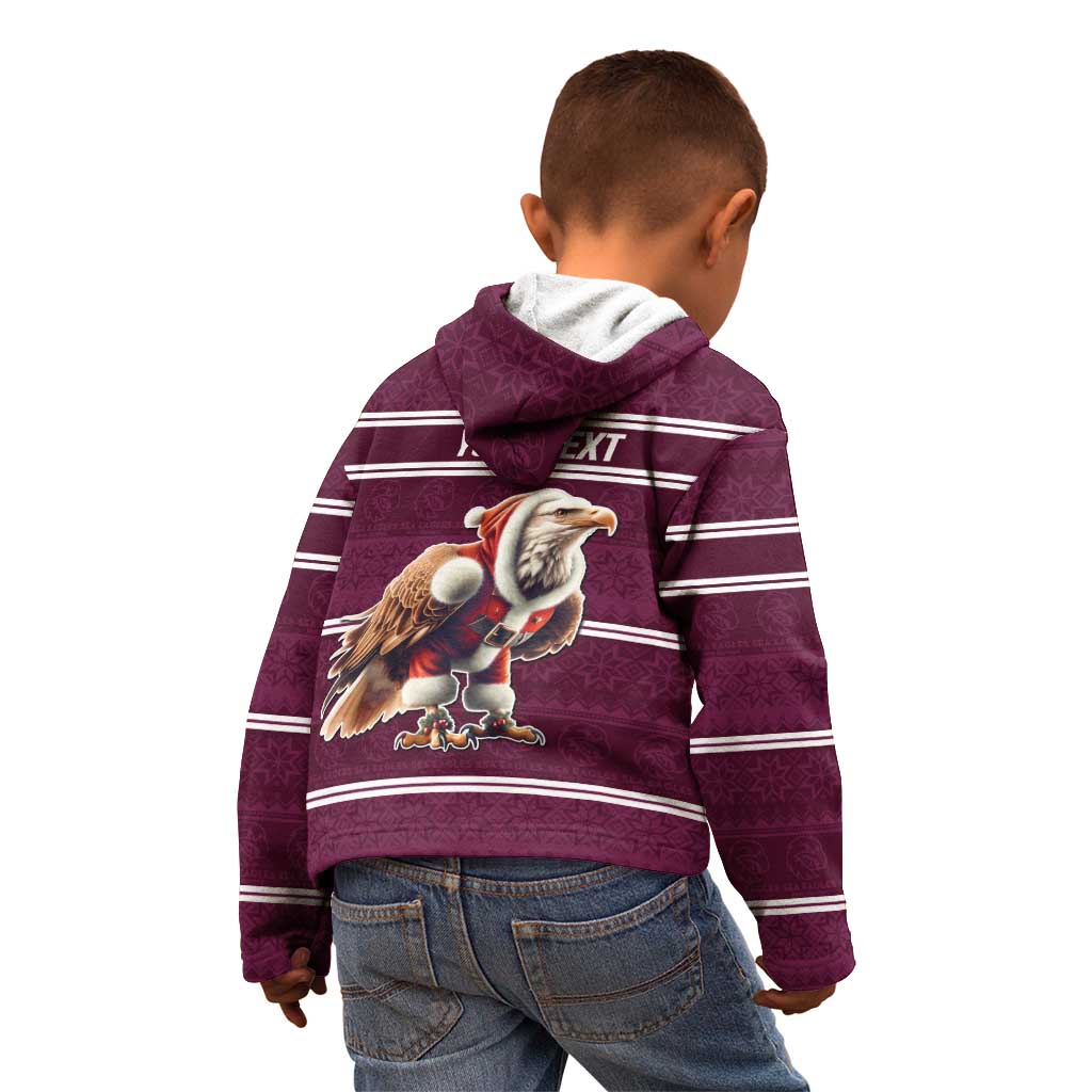 NRL Manly Warringah Christmas Personalised Kid Hoodie with Sea Eagles Mascot