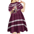 NRL Manly Warringah Christmas Personalised Kid Short Sleeve Dress with Sea Eagles Mascot