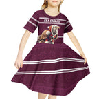 NRL Manly Warringah Christmas Personalised Kid Short Sleeve Dress with Sea Eagles Mascot