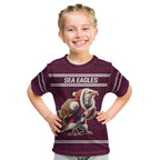 NRL Manly Warringah Christmas Personalised Kid T Shirt with Sea Eagles Mascot