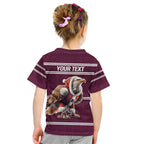 NRL Manly Warringah Christmas Personalised Kid T Shirt with Sea Eagles Mascot