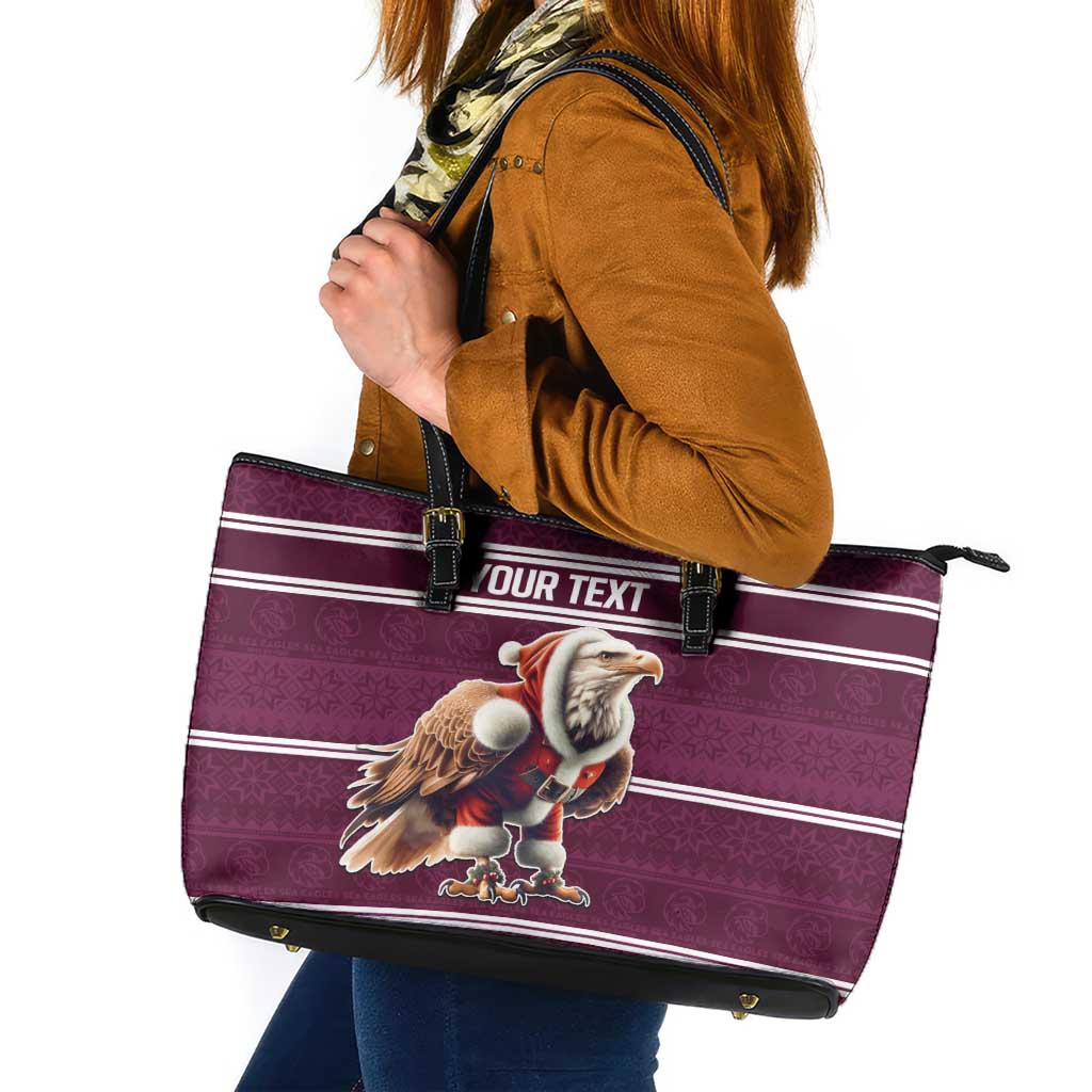 NRL Manly Warringah Christmas Personalised Leather Tote Bag with Sea Eagles Mascot
