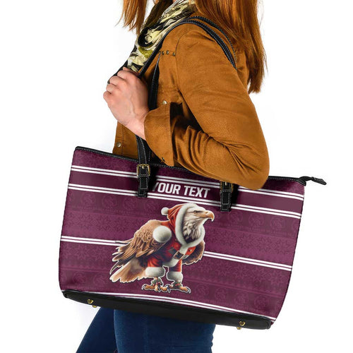 NRL Manly Warringah Christmas Personalised Leather Tote Bag with Sea Eagles Mascot