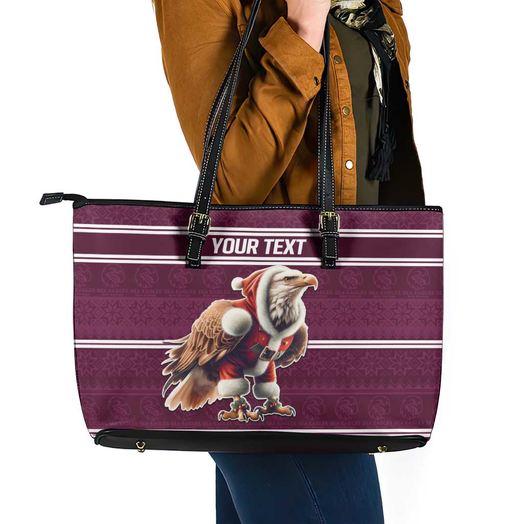 NRL Manly Warringah Christmas Personalised Leather Tote Bag with Sea Eagles Mascot