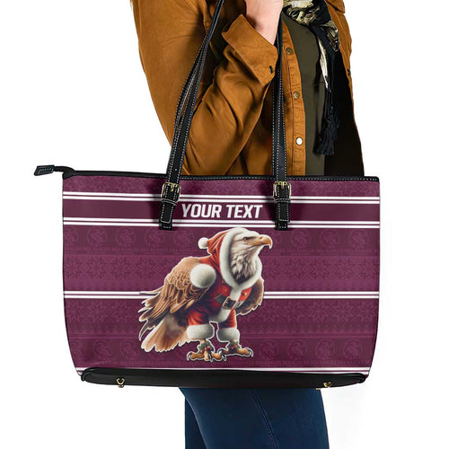 NRL Manly Warringah Christmas Personalised Leather Tote Bag with Sea Eagles Mascot