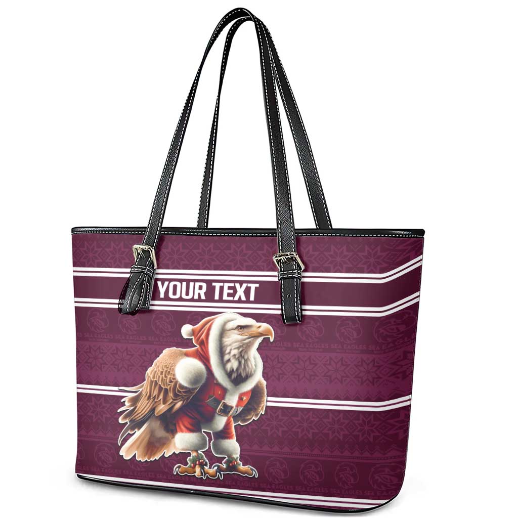 NRL Manly Warringah Christmas Personalised Leather Tote Bag with Sea Eagles Mascot