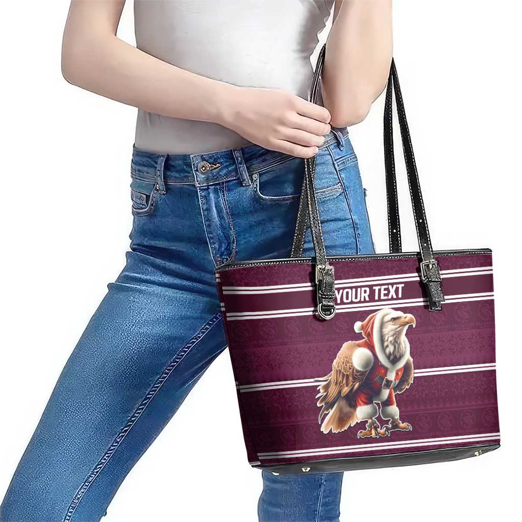 NRL Manly Warringah Christmas Personalised Leather Tote Bag with Sea Eagles Mascot