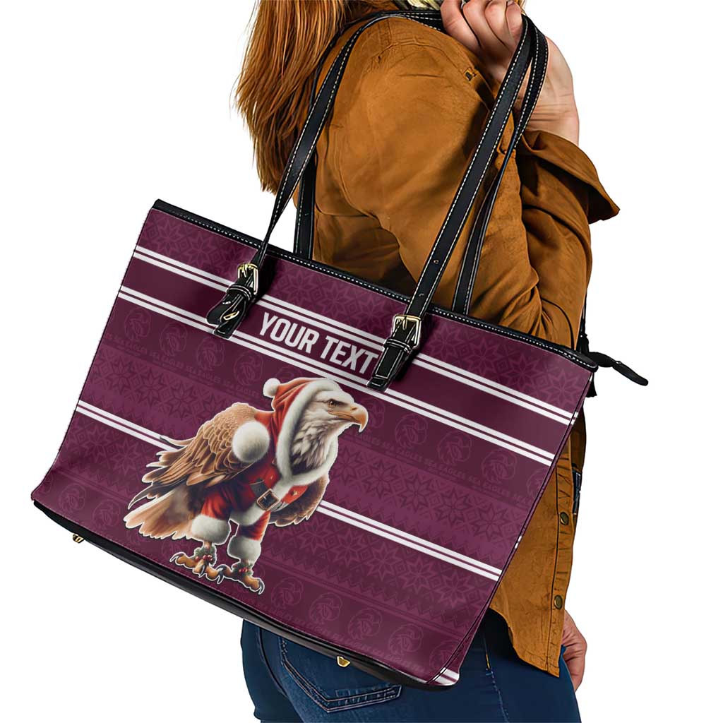NRL Manly Warringah Christmas Personalised Leather Tote Bag with Sea Eagles Mascot