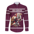 NRL Manly Warringah Christmas Personalised Long Sleeve Button Shirt with Sea Eagles Mascot