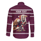 NRL Manly Warringah Christmas Personalised Long Sleeve Button Shirt with Sea Eagles Mascot