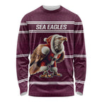 NRL Manly Warringah Christmas Personalised Long Sleeve Shirt with Sea Eagles Mascot