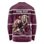 NRL Manly Warringah Christmas Personalised Long Sleeve Shirt with Sea Eagles Mascot