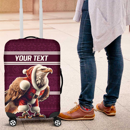 NRL Manly Warringah Christmas Personalised Luggage Cover with Sea Eagles Mascot