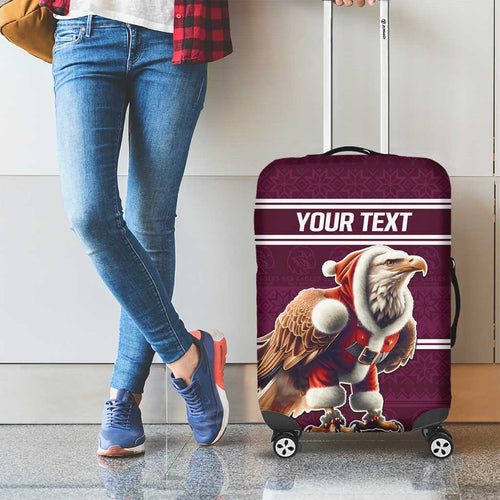 NRL Manly Warringah Christmas Personalised Luggage Cover with Sea Eagles Mascot