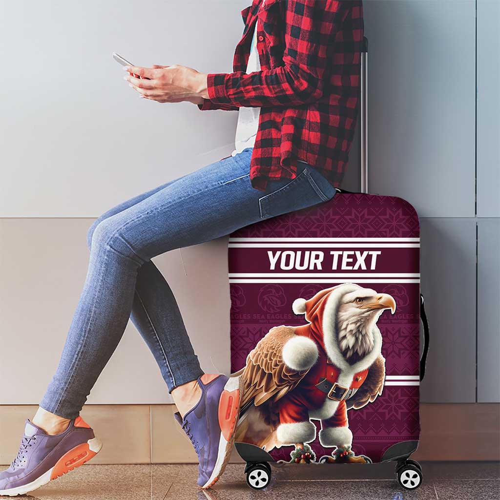 NRL Manly Warringah Christmas Personalised Luggage Cover with Sea Eagles Mascot