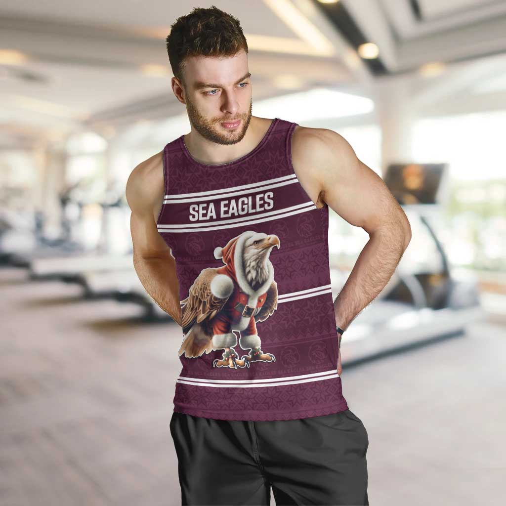 NRL Manly Warringah Christmas Personalised Men Tank Top with Sea Eagles Mascot