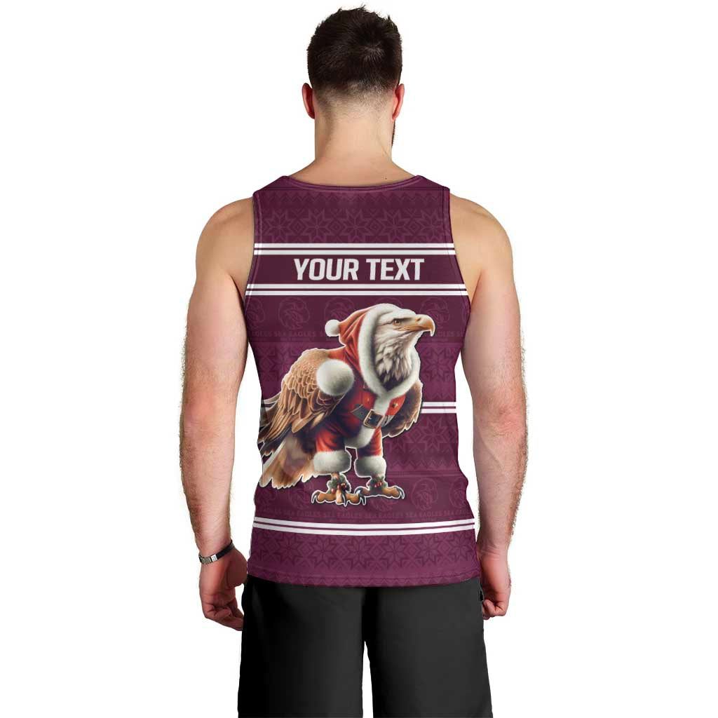 NRL Manly Warringah Christmas Personalised Men Tank Top with Sea Eagles Mascot
