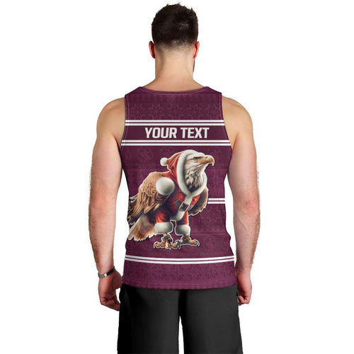 NRL Manly Warringah Christmas Personalised Men Tank Top with Sea Eagles Mascot