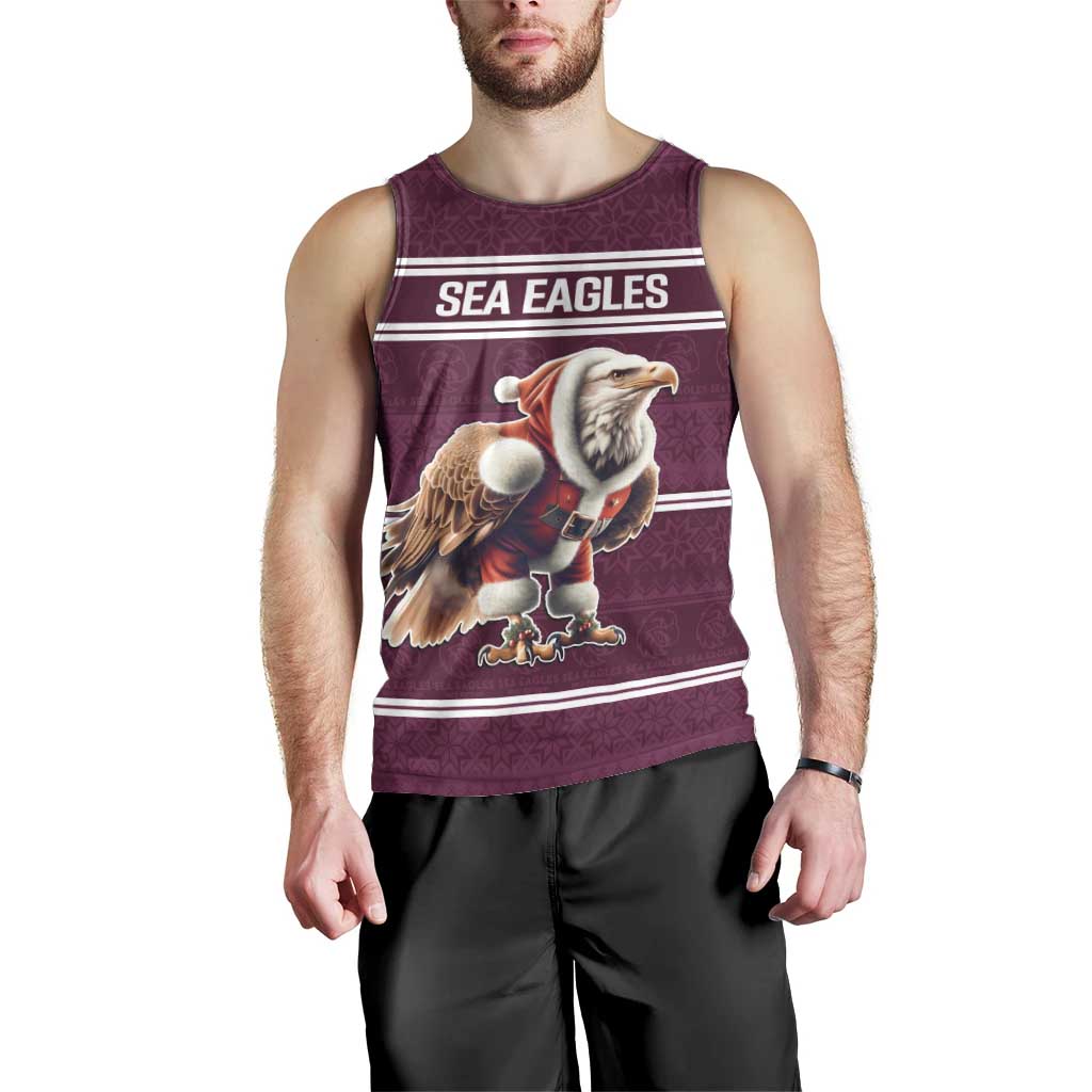 NRL Manly Warringah Christmas Personalised Men Tank Top with Sea Eagles Mascot