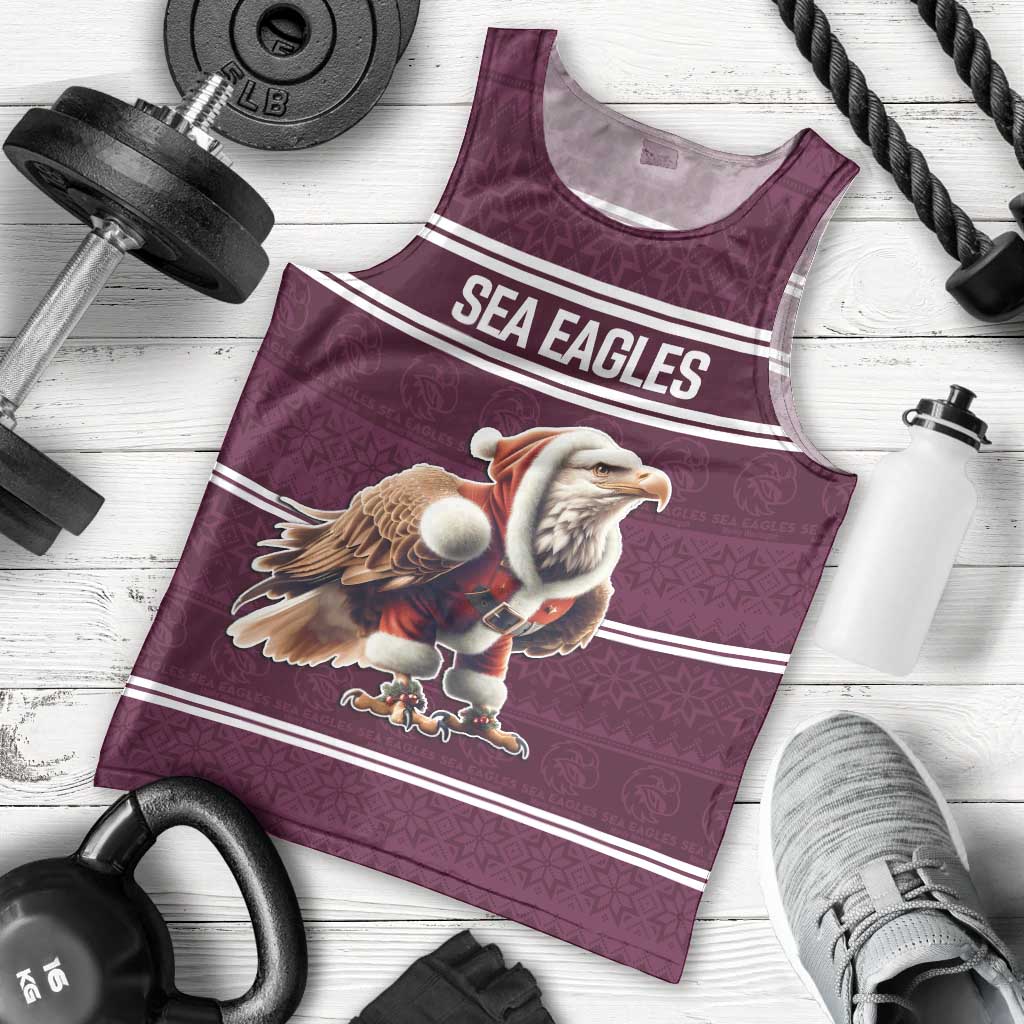 NRL Manly Warringah Christmas Personalised Men Tank Top with Sea Eagles Mascot