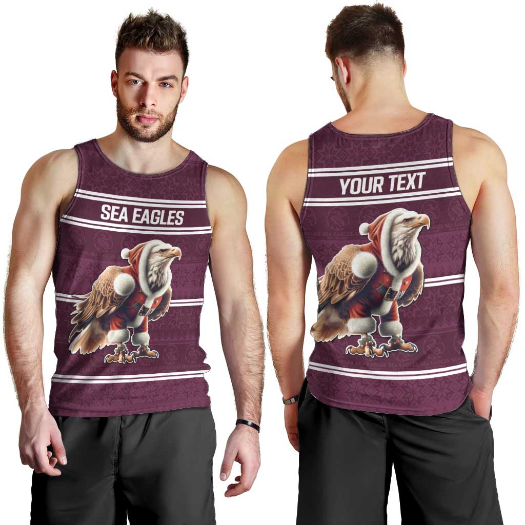 NRL Manly Warringah Christmas Personalised Men Tank Top with Sea Eagles Mascot