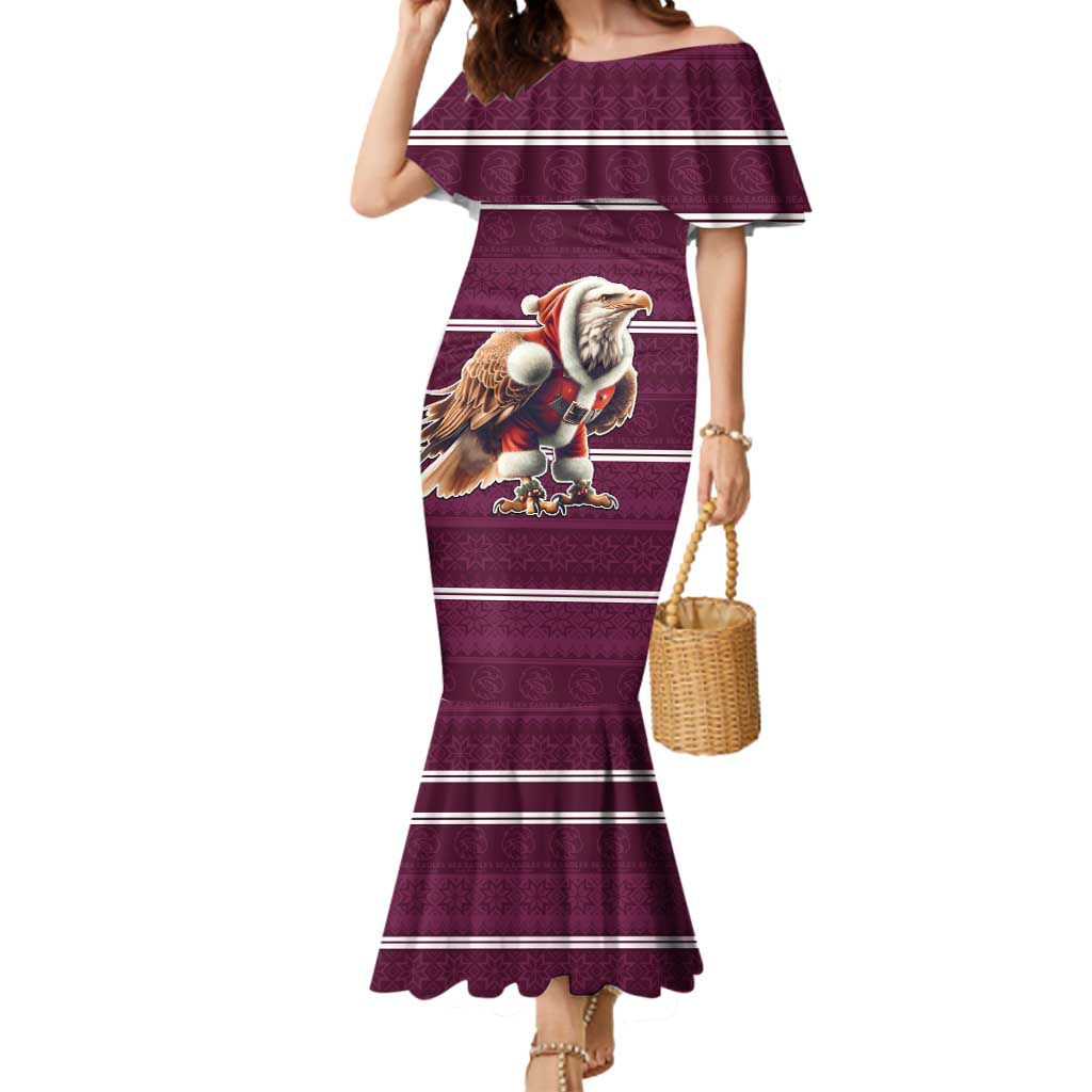 NRL Manly Warringah Christmas Personalised Mermaid Dress with Sea Eagles Mascot