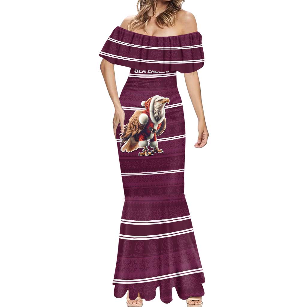 NRL Manly Warringah Christmas Personalised Mermaid Dress with Sea Eagles Mascot