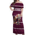 NRL Manly Warringah Christmas Personalised Off Shoulder Maxi Dress with Sea Eagles Mascot