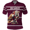 NRL Manly Warringah Christmas Personalised Polo Shirt with Sea Eagles Mascot