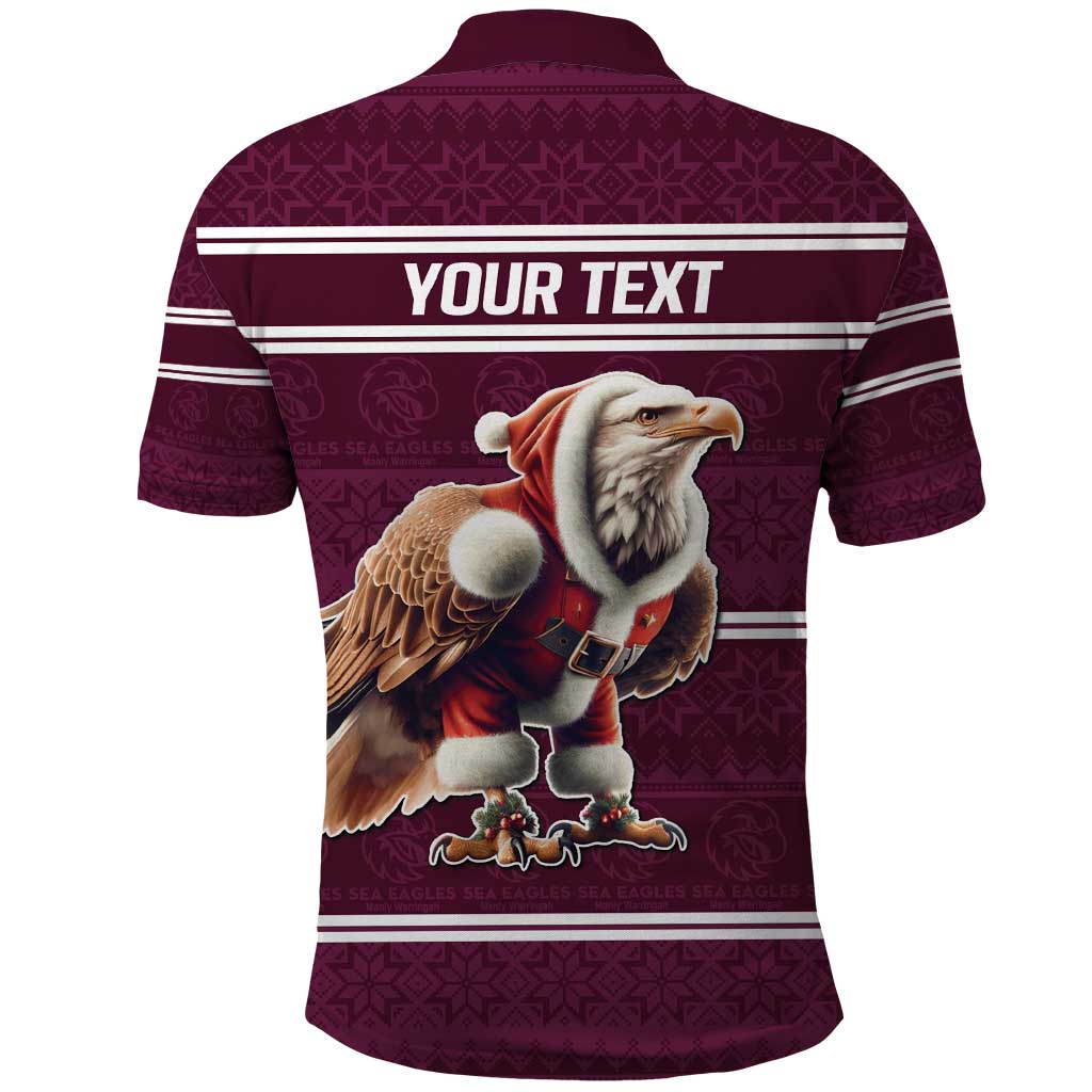 NRL Manly Warringah Christmas Personalised Polo Shirt with Sea Eagles Mascot