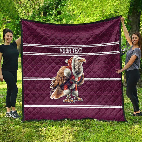 NRL Manly Warringah Christmas Personalised Quilt with Sea Eagles Mascot