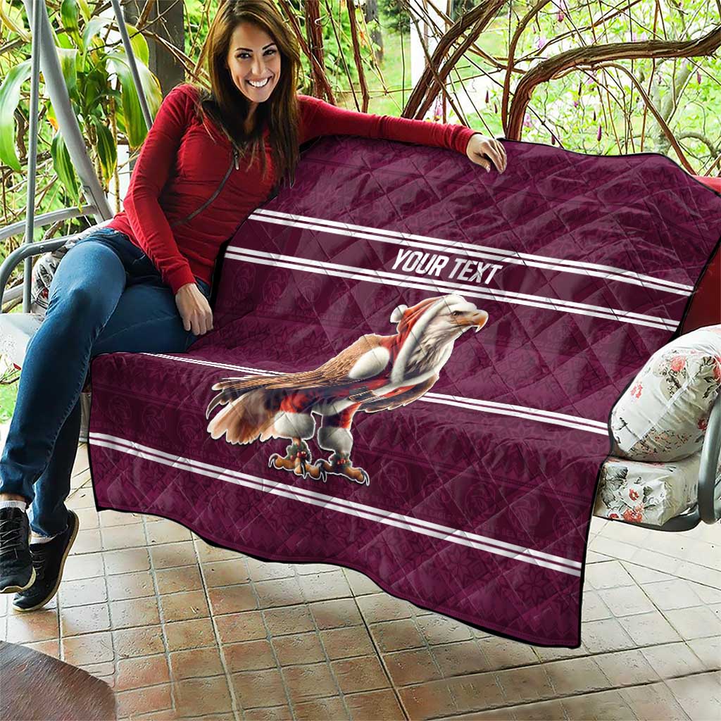 NRL Manly Warringah Christmas Personalised Quilt with Sea Eagles Mascot