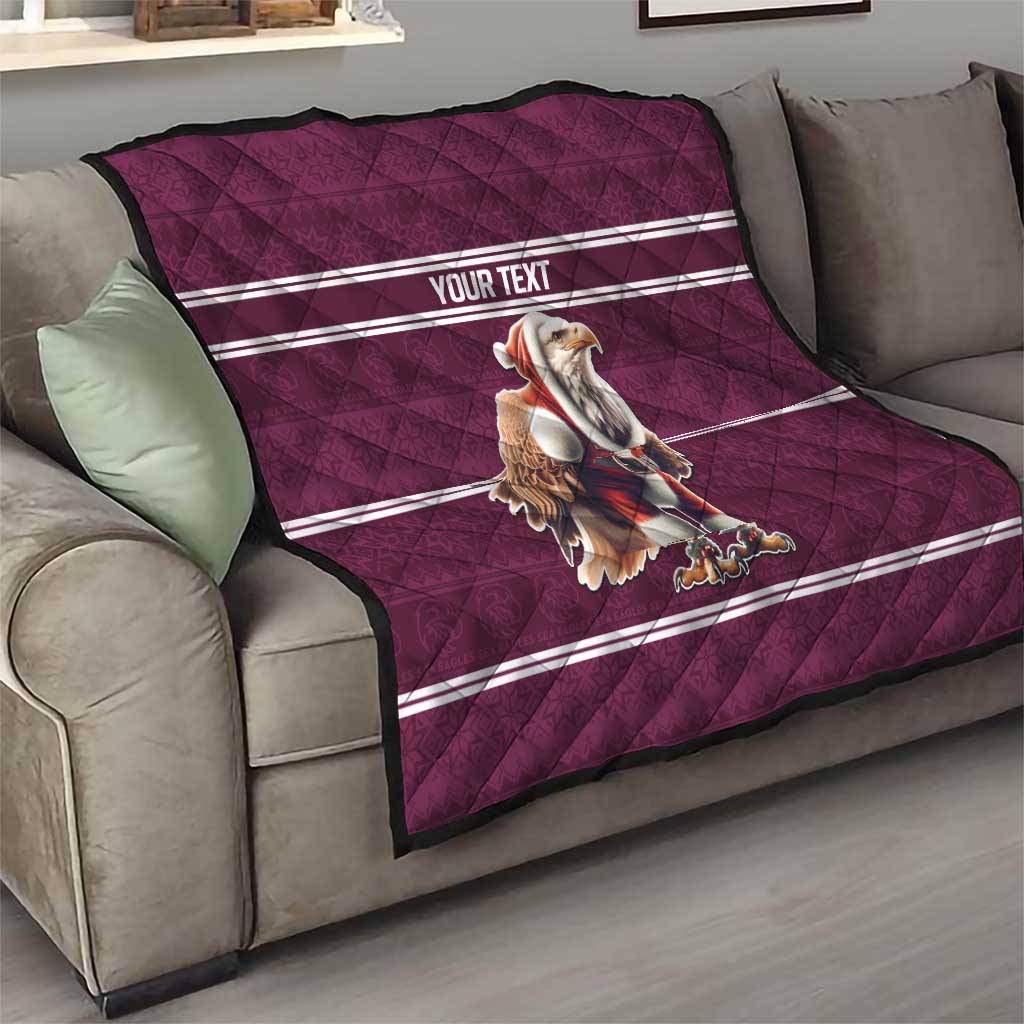 NRL Manly Warringah Christmas Personalised Quilt with Sea Eagles Mascot