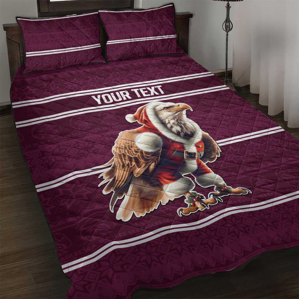 NRL Manly Warringah Christmas Personalised Quilt Bed Set with Sea Eagles Mascot