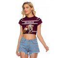 NRL Manly Warringah Christmas Personalised Raglan Cropped T Shirt with Sea Eagles Mascot