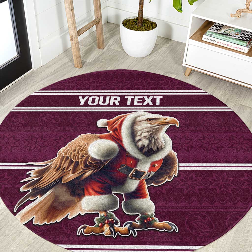 NRL Manly Warringah Christmas Personalised Round Carpet with Sea Eagles Mascot