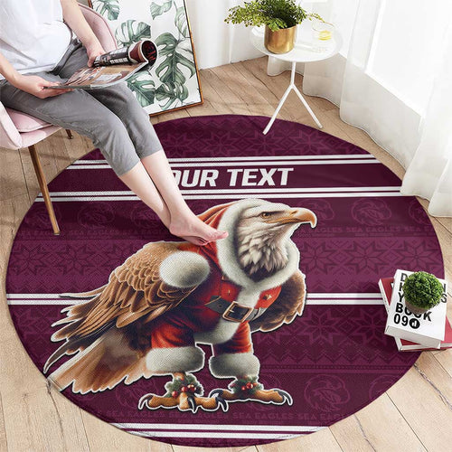 NRL Manly Warringah Christmas Personalised Round Carpet with Sea Eagles Mascot