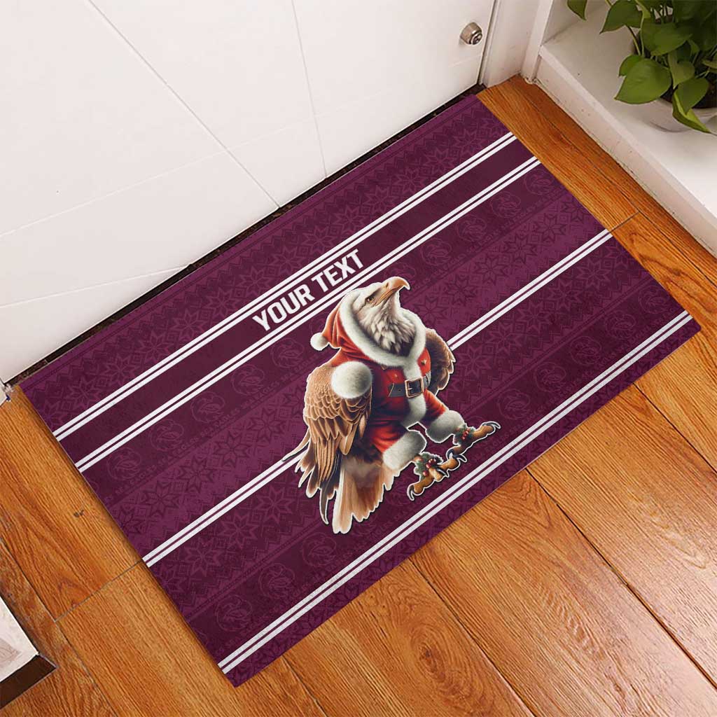 NRL Manly Warringah Christmas Personalised Rubber Doormat with Sea Eagles Mascot