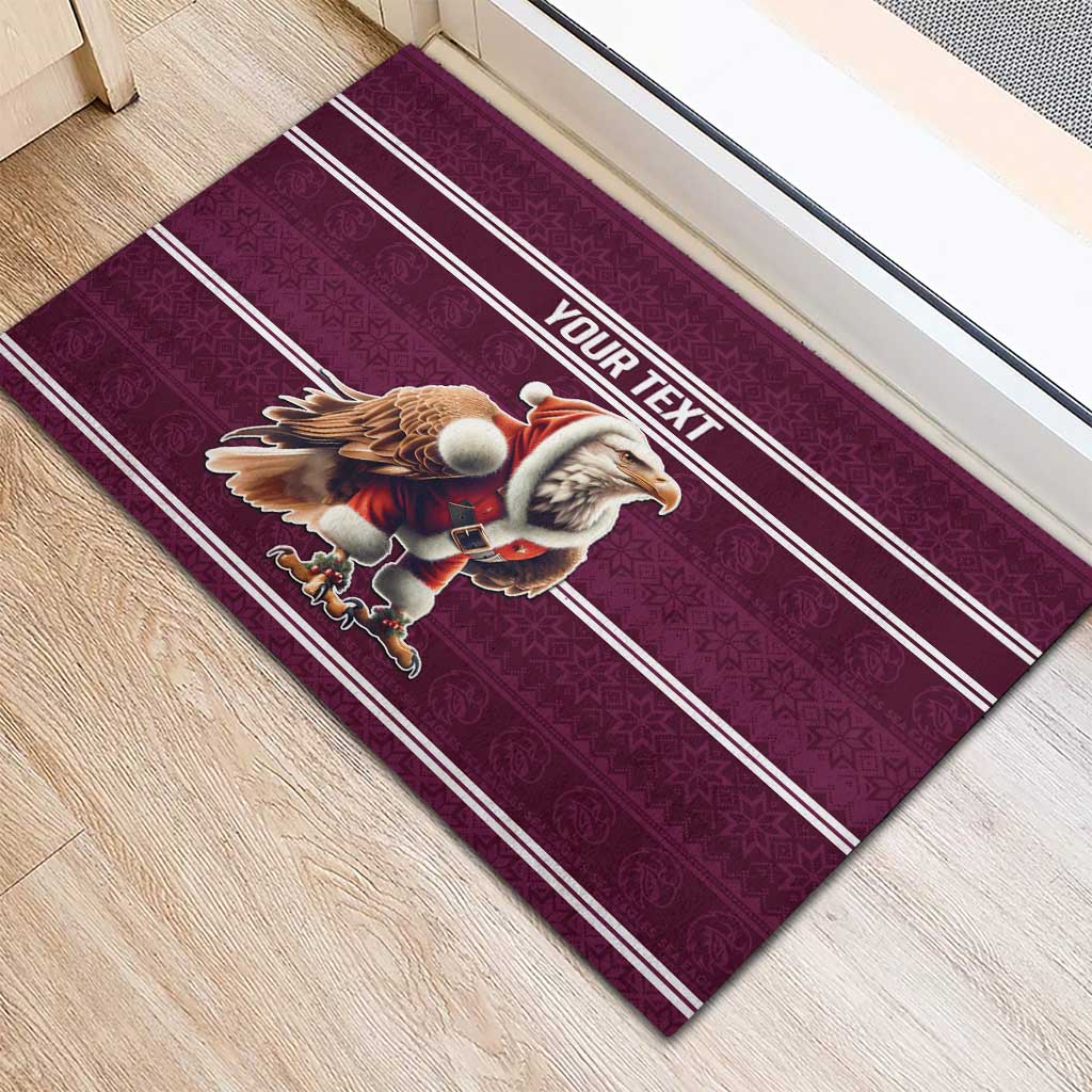 NRL Manly Warringah Christmas Personalised Rubber Doormat with Sea Eagles Mascot