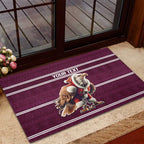 NRL Manly Warringah Christmas Personalised Rubber Doormat with Sea Eagles Mascot
