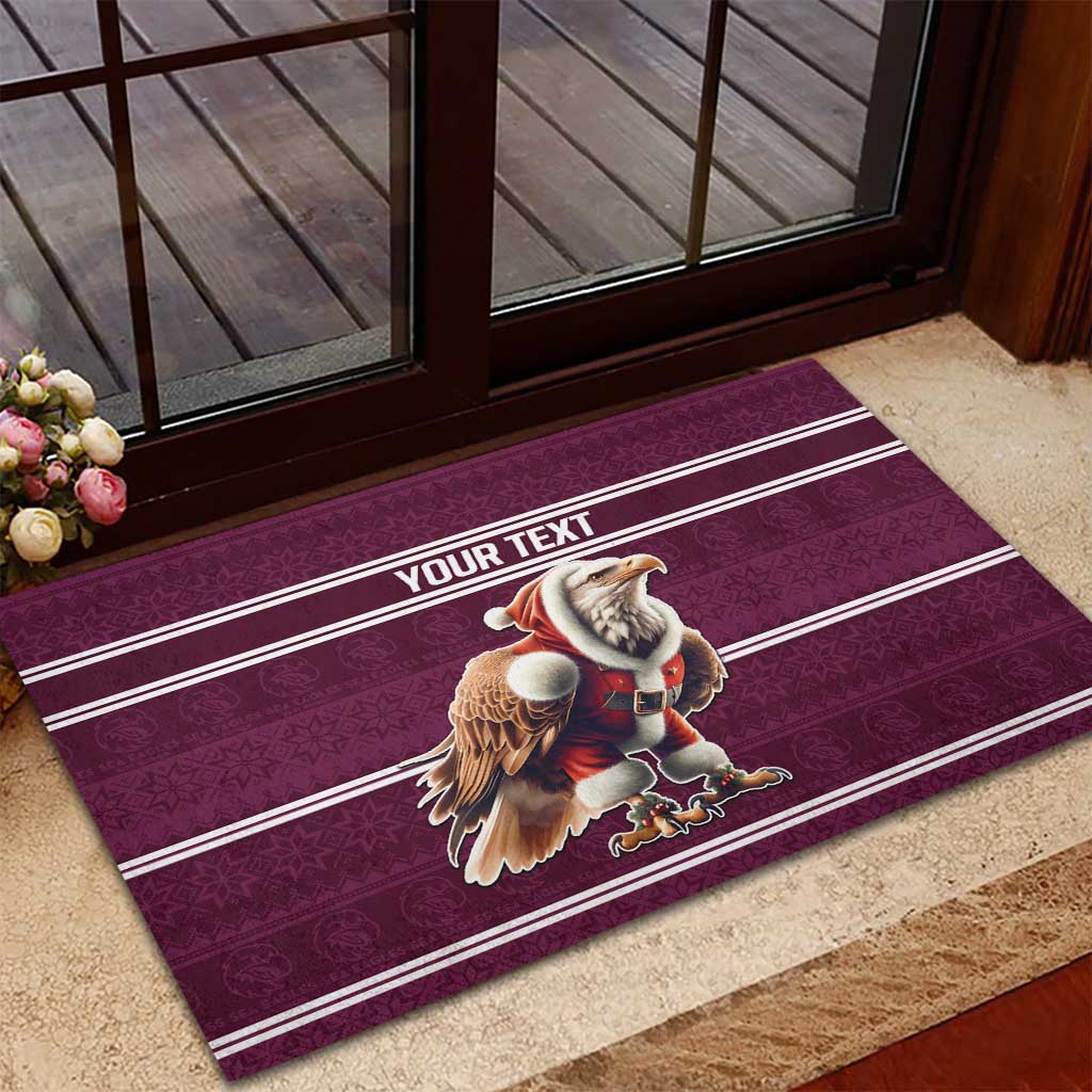 NRL Manly Warringah Christmas Personalised Rubber Doormat with Sea Eagles Mascot