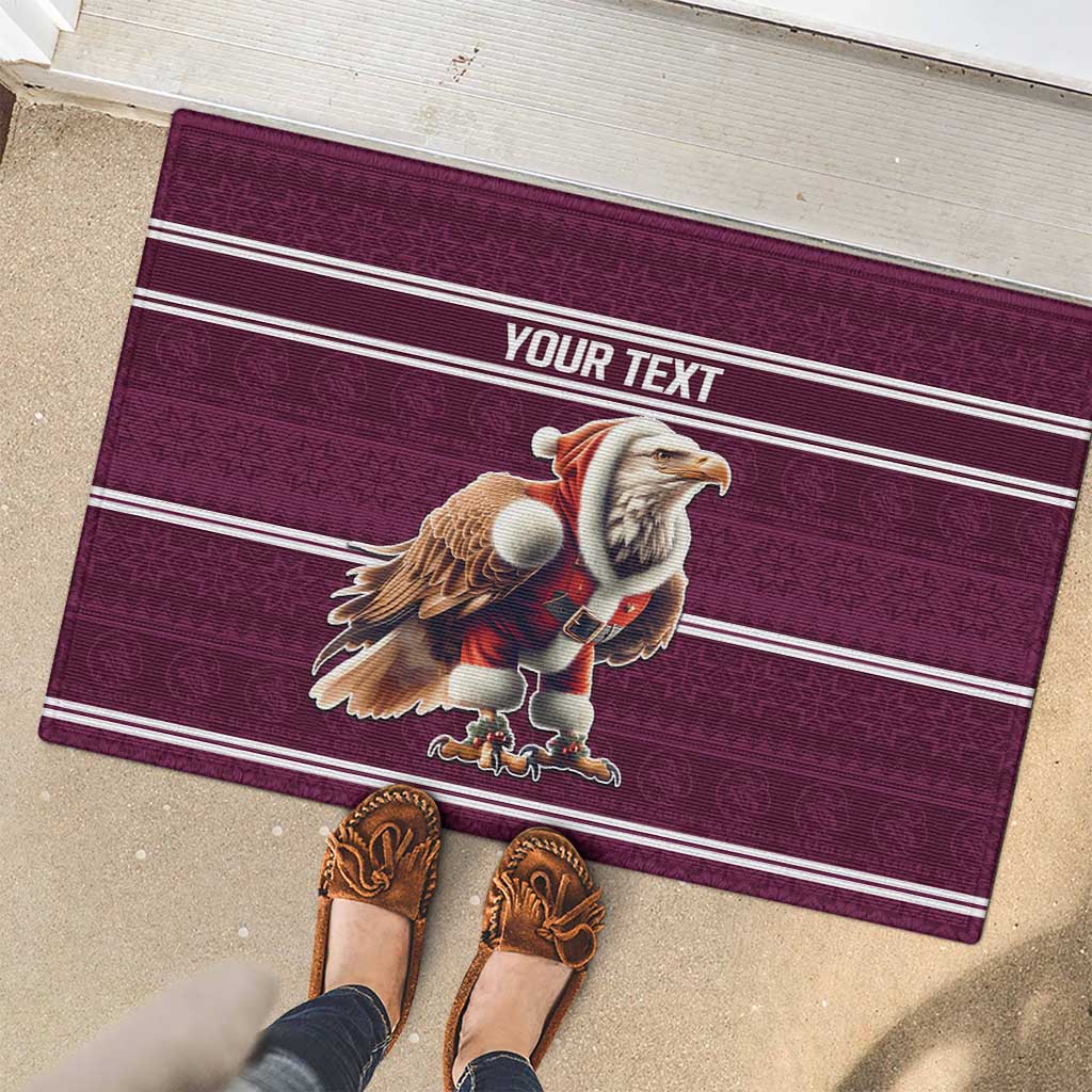 NRL Manly Warringah Christmas Personalised Rubber Doormat with Sea Eagles Mascot