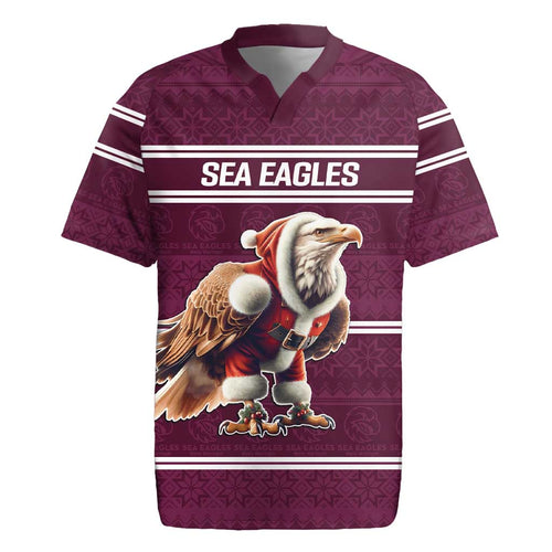 NRL Manly Warringah Christmas Personalised Rugby Jersey with Sea Eagles Mascot