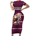 NRL Manly Warringah Christmas Personalised Short Sleeve Bodycon Dress with Sea Eagles Mascot