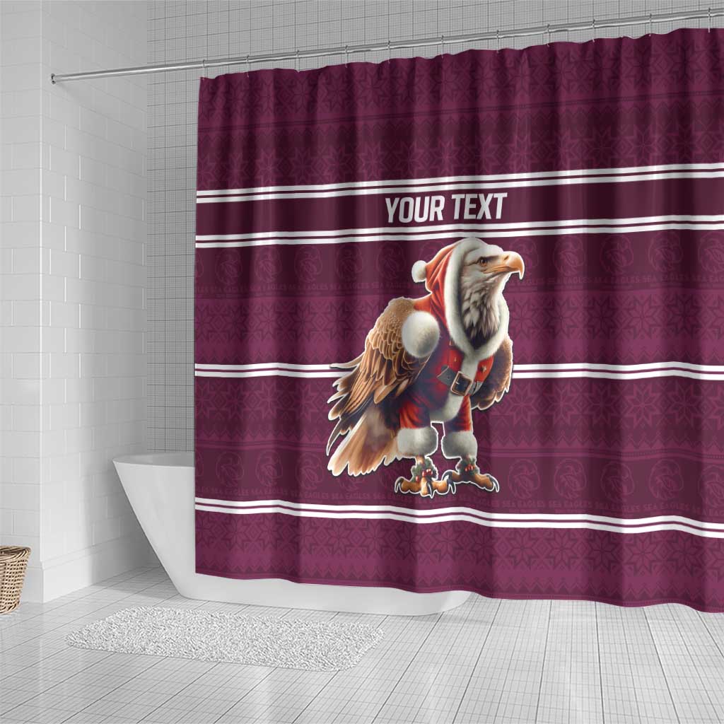 NRL Manly Warringah Christmas Personalised Shower Curtain with Sea Eagles Mascot