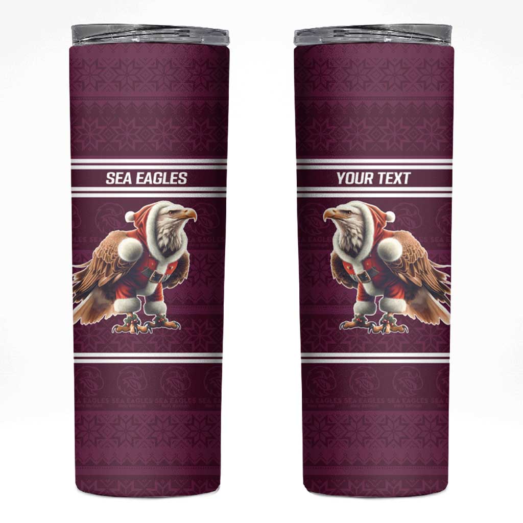NRL Manly Warringah Christmas Personalised Skinny Tumbler with Sea Eagles Mascot