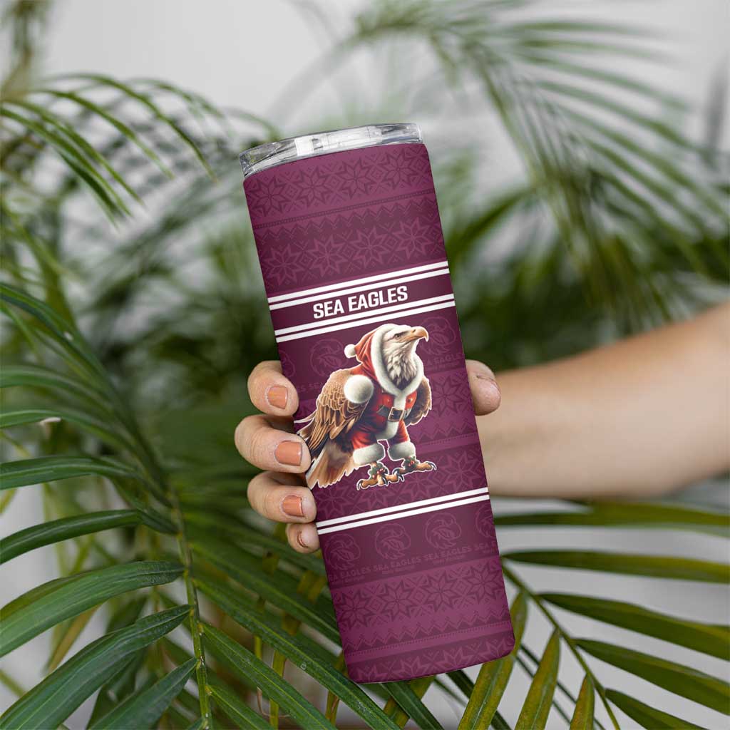 NRL Manly Warringah Christmas Personalised Skinny Tumbler with Sea Eagles Mascot