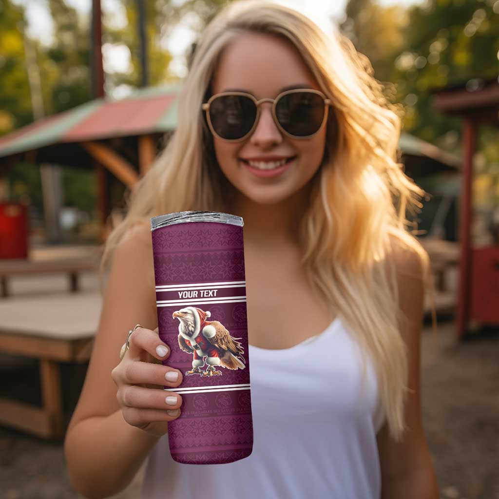 NRL Manly Warringah Christmas Personalised Skinny Tumbler with Sea Eagles Mascot