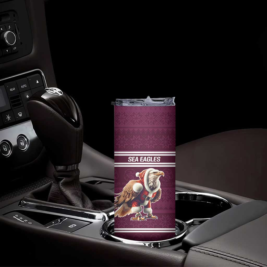 NRL Manly Warringah Christmas Personalised Skinny Tumbler with Sea Eagles Mascot
