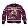NRL Manly Warringah Christmas Personalised Sleeve Zip Bomber Jacket with Sea Eagles Mascot